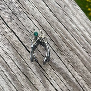 Vintage Silvertone Double Wishbone Pin